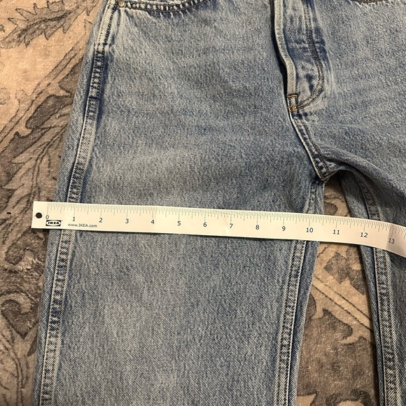 Anine Bing x Helena Christensen Light Blue Acid Wash Straight Leg Kat Jeans 25 - Picture 12 of 13